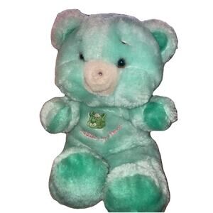 Vintage 1984 Cuddle Up Bear Stuffed Animal From Animal Toy Co. VERY Rare Green